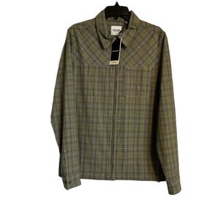 Jack and Jones Olive Green Plaid Lightweight Zip Shirt Jacket